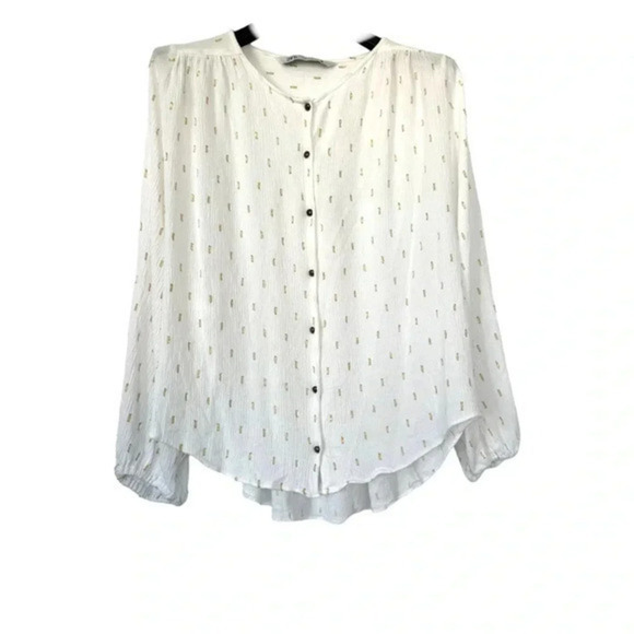 Zara Tops - Zara women’s lightweight peasant blouse with golden metallic details size Small